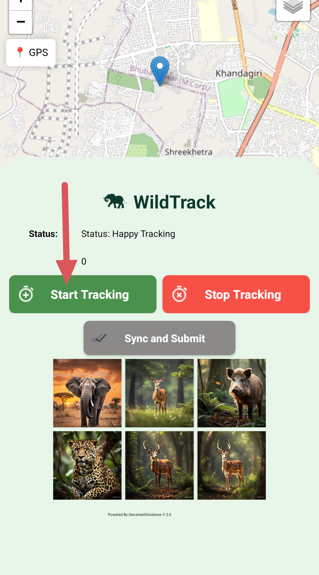 WildTrack app screenshot